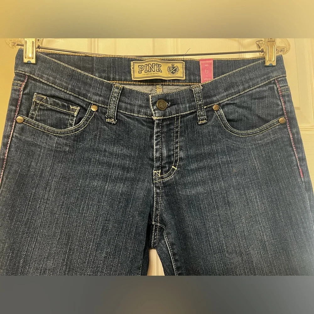 PINK Victoria's Secret Dark Blue Straight Leg Jeans - Picture 4 of 16